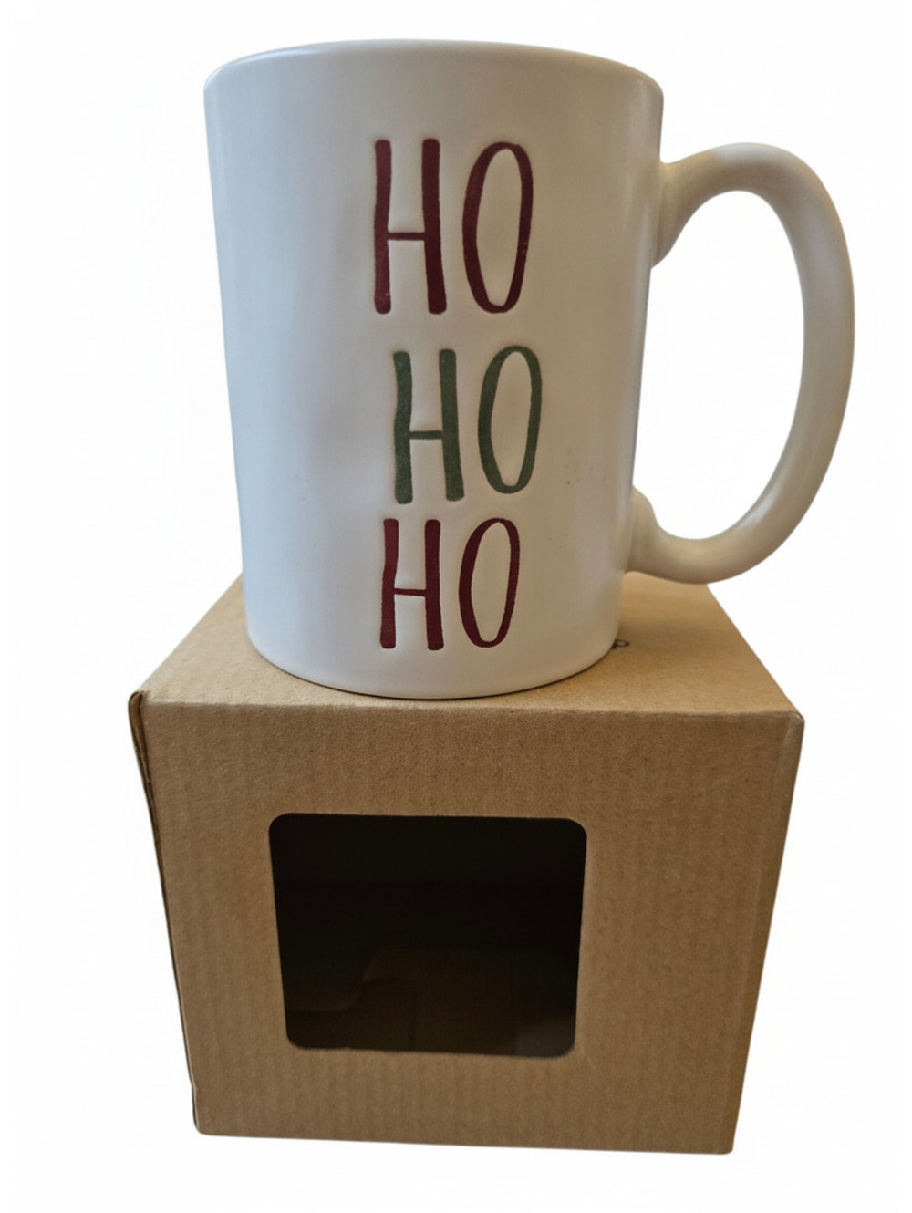 Koppers White Ceramic Holiday Mug with HO HO HO Design